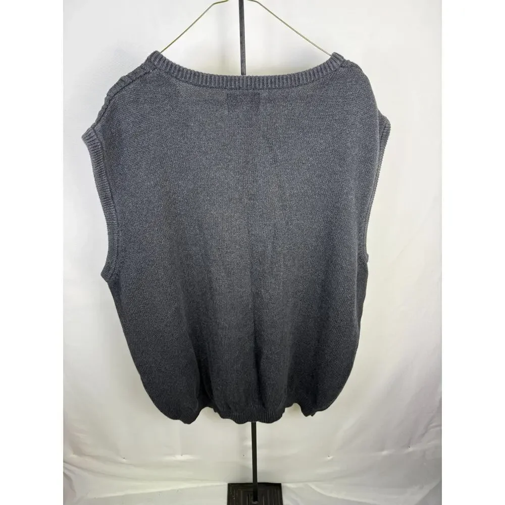 Harbor Bay Gray Knit Sweater Vest Classic Pullover Cable Pattern Preppy 2XLT
